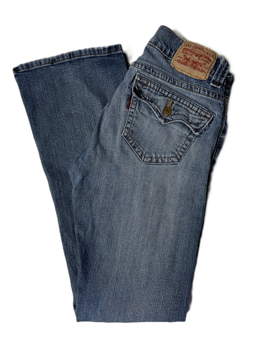 Vintage Y2K Levis 542 Low Flare Jeans Women 6 M Flap Pocket Low Rise Med Wash